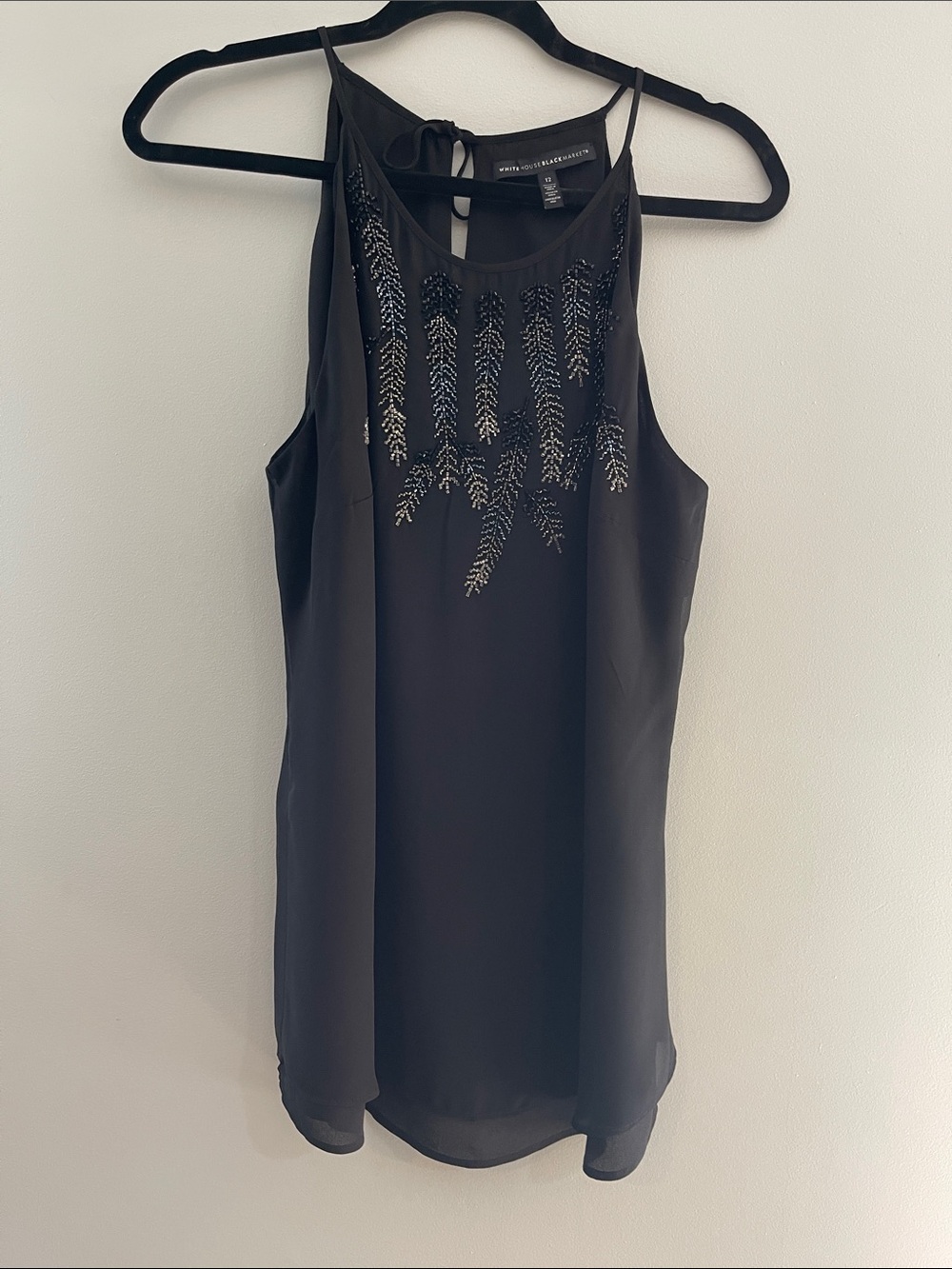 White House Black Market Black Beaded Halter Camisole NWOT